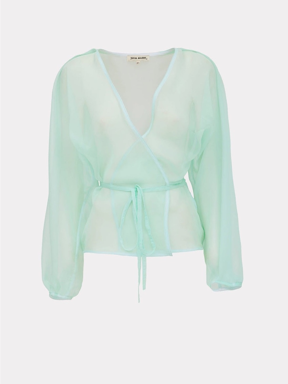 Julia Allert Wrap Sheer Organza Blouse Mint Green NWT